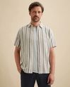 Hemd mit kurzen Ärmeln und eingewebtem Streifenmuster – Grey Comfort Denim – Casual-Hemden | VANGUARD