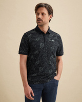 Polo van piqué met allover print – Black Indigo – Polo's | VANGUARD