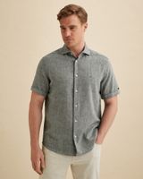 Overhemd met korte mouwen van linnenblend – Black Indigo – Casual overhemden | VANGUARD
