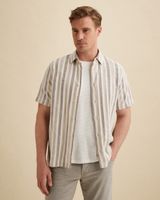 Overhemd met korte mouwen en ingeweven streeppatroon – Russet Brown – Casual overhemden | VANGUARD