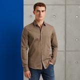 Overhemd van twill jersey – Brown – Smart casual overhemden | CAST IRON