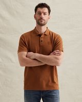 Polo shirt with texture and ribbed hems – Pumpkin Spice – Polo shirts | PME LEGEND