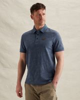 Polo shirt with allover jacquard pattern – Black Indigo – Polo shirts | PME LEGEND