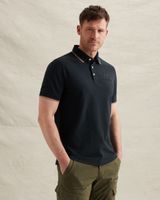 Poloshirt aus Piqué mit Artwork – Black Indigo – Poloshirts | PME LEGEND