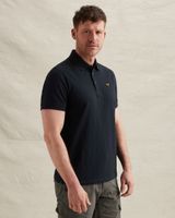 Polo shirt in jersey with allover jacquard pattern – Black Indigo – Polo shirts | PME LEGEND