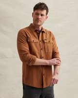 Camisa de algodón/lino con detalles de costuras – Pumpkin Spice – Camisas casual | PME LEGEND