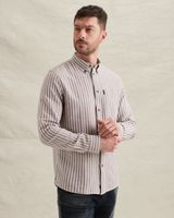 Hemd aus Baumwolle/Leinen mit Streifenmuster – Burnshed Lilac – Casual-Hemden | PME LEGEND