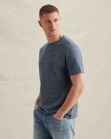 T-Shirt mit zweifarbigem Streifenmuster und Struktur – Black Indigo – T-Shirts | PME LEGEND