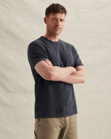 T-shirt with two-tone stripe pattern and texture – Black Indigo – T-shirts | PME LEGEND