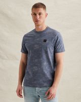 T-shirt in slub cotton with allover print – Black Indigo – T-shirts | PME LEGEND