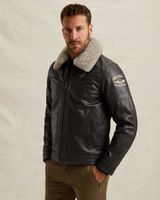 Auckland Fur leather jacket – Grey Comfort Denim – Leather jackets | PME LEGEND