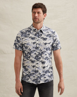 Overhemd met korte mouwen van piqué – Black Indigo – Casual overhemden | PME LEGEND