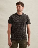 T-shirt in slub jersey with allover print and badge – Brown – T-shirts | PME LEGEND