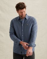 Overhemd van katoen/linnen met garment-dye wassing – Black Indigo – Casual overhemden | PME LEGEND