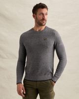 Pullover with crewneck and stripe pattern – Grey Comfort Denim – Pullovers | PME LEGEND