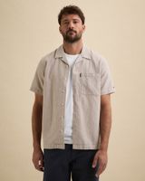 Overhemd met korte mouwen van een katoen/linnenblend – Brown – Heren casual overhemden | VANGUARD