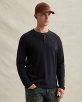T-shirt Henley à manches longues avec teint en pièce – Black Indigo – T-shirts | PME LEGEND