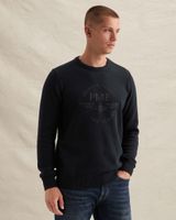 Pullover mit Rundhalsausschnitt und Artwork – Black Indigo – Pullover | PME LEGEND