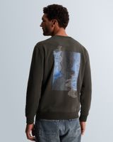 Sweatshirt with back graphic and chest logo – Grey Comfort Denim – Heren sweatshirts | CAST IRON