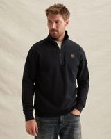 Sweatshirt with half-zip and badge – Black Indigo – Sweatshirts | PME LEGEND
