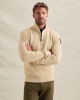 Pullover with half-zip and mixed textures – Castle Wall – Pullovers | PME LEGEND