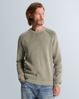Pullover with two-tone rib texture and raglan sleeves – Weeping Willow – Pullovers | CAST IRON