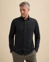 Elevated Knit shirt with widespread collar – Black Indigo – Dress shirts | VANGUARD