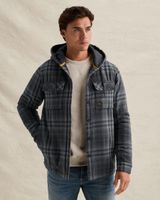 Overshirt with check pattern and quilted hood – Grey Comfort Denim – Overshirts | PME LEGEND