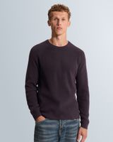 Pullover with two-tone rib texture and raglan sleeves – Burnshed Lilac – Pullovers | CAST IRON