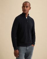 Pullover with half-zip and allover texture – Black Indigo – Pullovers | VANGUARD