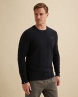 Pullover with crewneck and allover texture – Black Indigo – Pullovers | VANGUARD