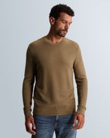 Pullover with allover texture and ribbed trims – Brown – Heren truien | CAST IRON