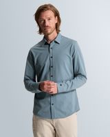 Shirt in twill jersey with Kent collar – Black Indigo – Heren smart casual overhemden | CAST IRON