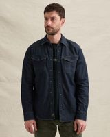 Denim shirt with button closure and badge – Black Indigo – Casual shirts | PME LEGEND