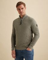 Pullover with half-zip and allover texture – Weeping Willow – Pullovers | VANGUARD