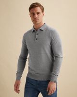 Pullover in cotton/modal with polo collar – Black Indigo – Pullovers | VANGUARD