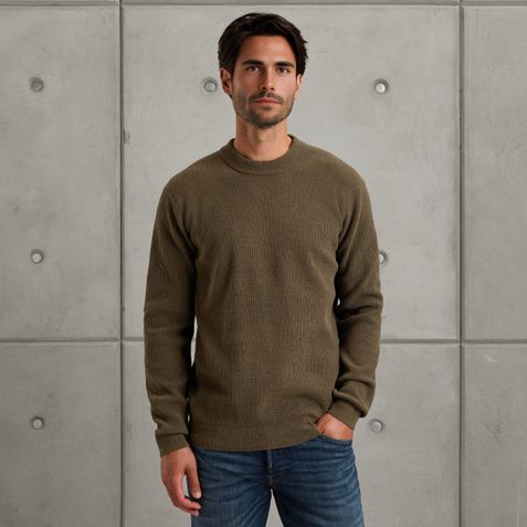 Pullover with stand-up collar – Brown – Knitwear | CAST IRON
