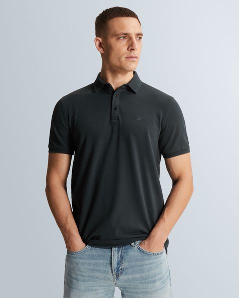 Polo shirt in cotton with stretch – Black Indigo – Polo shirts | CAST IRON