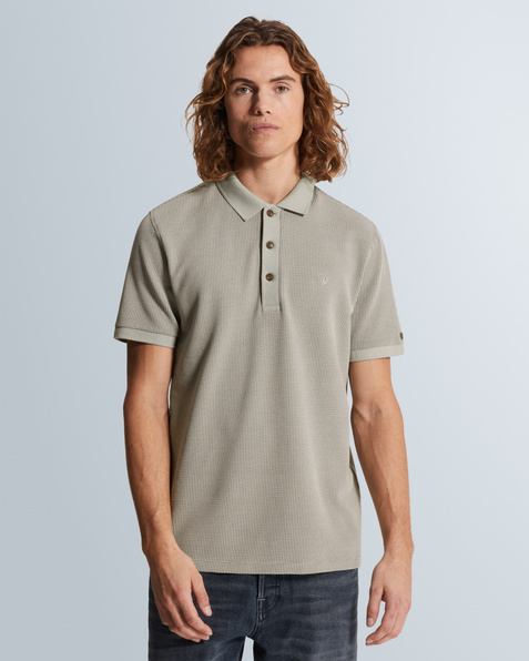 Polo shirt with two-tone waffle texture – Grey Comfort Denim – Polo shirts | CAST IRON