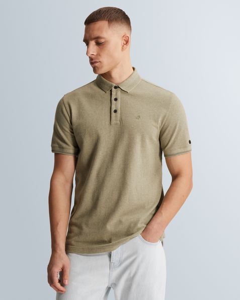 Slim fit polo shirt with allover texture – Weeping Willow – Polo shirts | CAST IRON