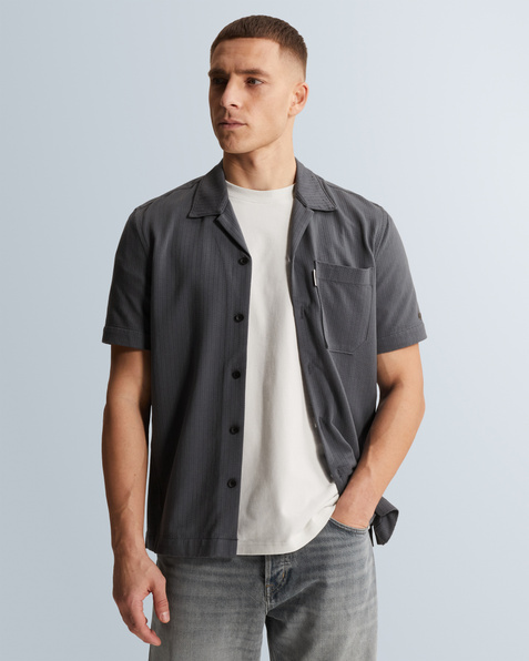 Shirt with short sleeves and chest pocket in jersey – Grey Comfort Denim – Casual shirts | CAST IRON