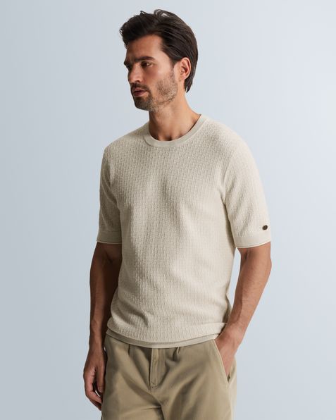 T-shirt in cotton/modal with allover texture – Castle Wall – T-shirts | CAST IRON