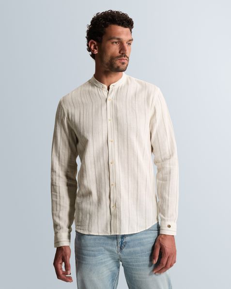 Shirt in cotton/linen with stripe pattern – Grey Comfort Denim – Casual shirts | CAST IRON