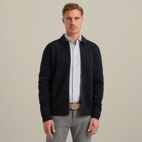 Cardigan in wool blend – Black Indigo – Knitwear | VANGUARD