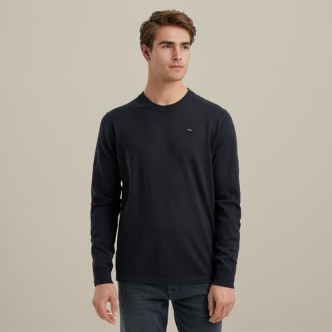 Pullover with texture – Black Indigo – Knitwear | VANGUARD