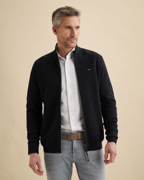 Vest van katoen/modal met ritssluiting – Black Indigo – Vesten | VANGUARD