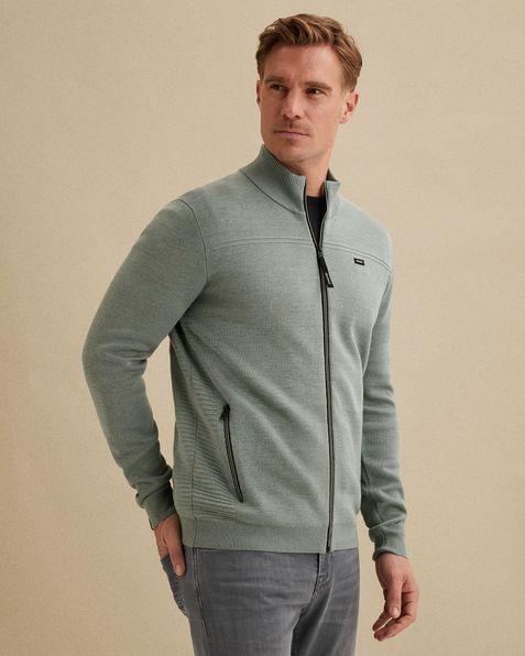 Cardigan in cotton/modal with zipper closure – Black Indigo – Cardigans | VANGUARD