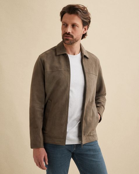 Shirt jacket van suède – Brown – Leather jackets | VANGUARD