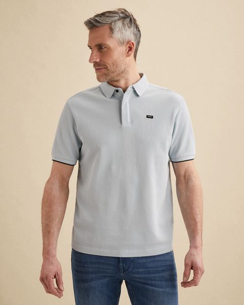 Poloshirt aus Piqué mit Struktur – Black Indigo – Poloshirts | VANGUARD