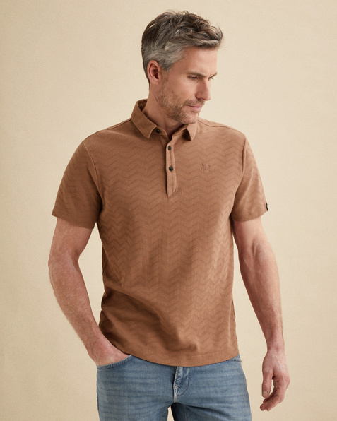 Polo van jersey met jacquardpatroon – Mellow Rose – Polo's | VANGUARD
